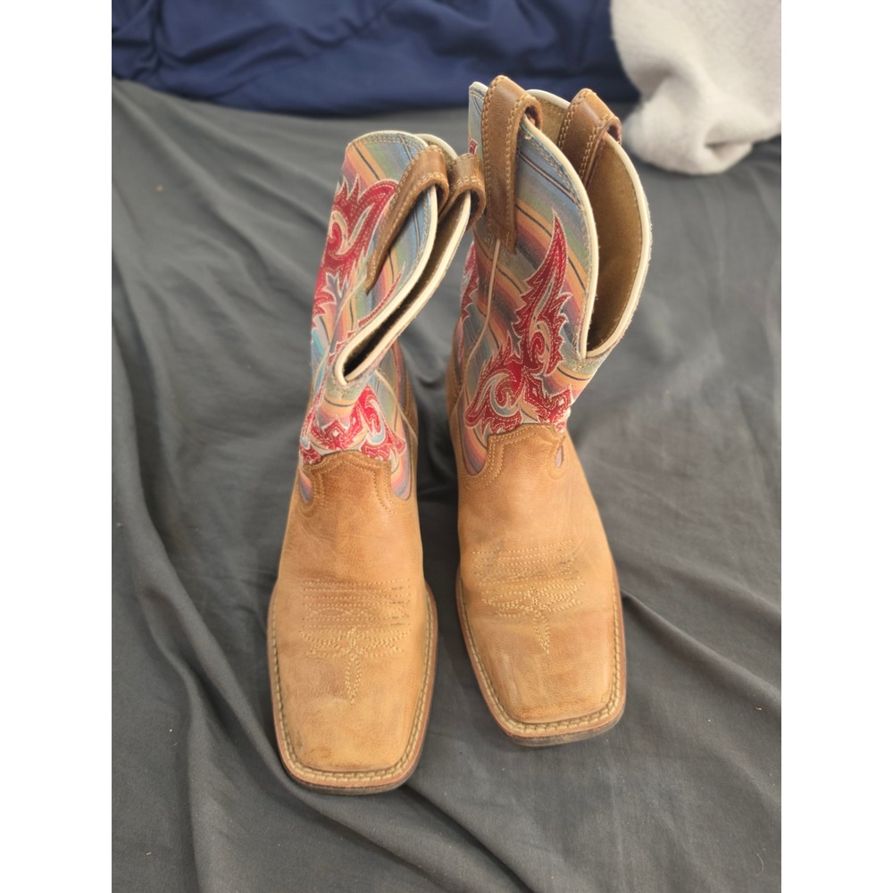 Ariat Kids Serape Western Boots Tan Leather Square Toe 10042595 Size 3
